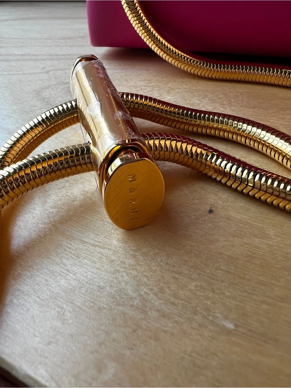 Marni Toggle Pink Leather Crossbody Bag with Gold Chain Strap